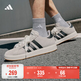 adidas 面包鞋 GRAND COURT BASE 00s休闲板鞋平底鞋男女阿迪达斯   矾土棕/黑色/汉玉白   41