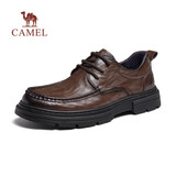 骆驼（CAMEL）舒适通勤软底抓纹牛皮经典男士商务休闲皮鞋 G15A155051 棕色 41