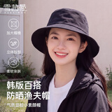雪茜曼（XUEXIMAN）纯色渔夫帽女韩版百搭日系防晒遮阳太阳帽子女盆帽显脸小素颜帽