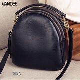VANDEE贝壳包真皮小水桶包包女斜挎包2025新款潮时尚牛皮单肩包手提小包 黑 色
