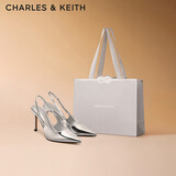 CHARLES&KEITH质感链条尖头高跟凉鞋子女鞋生日礼物送女友CK1-60280377 Silver银色 37 (235)