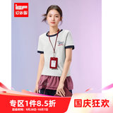 IEF/爱依服2026夏季通勤新款韩版时尚日常休闲百搭拼色设计感T恤 白花灰 S