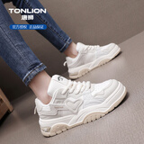唐狮（TonLion）女鞋秋冬季鞋子女厚底老爹鞋板鞋女士运动休闲小白鞋 白浅灰38