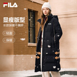 FILA斐乐蓬蓬羽绒服丨过膝长款羽绒26冬新款女连帽防污保暖外套