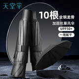 天堂伞 防紫外线晴雨伞三折 太阳伞黑胶折叠三折晴雨伞 曜石黑