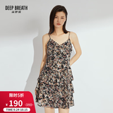 深呼吸DEEP BREATH女装复古吊带连衣裙收腰蛋糕短裙A500135 碎花 S (2)