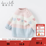 戴维贝拉（DAVE＆BELLA）女童毛衣半边绒儿童针织衫女秋季幼儿线衣小童秋装幼童线衫打底衫 粉色 90 cm（建议身高80-90cm）