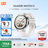 华为（HUAWEI）手表WATCH 5【咨询享优惠】智能运动健康eSIM独立通话血氧呼吸体温监测风险评估送男女士朋友4Pro 42mm金星白丨白色素皮复合表带【皮表带+贴膜】