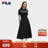 FILA斐乐连衣裙女士简约美学时尚休闲简约修身短袖连身裙舒适百搭 正黑色-BK 2XL 180/96A/XXL