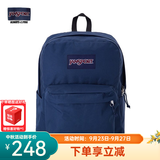 JANSPORT杰斯伯书包轻便双肩包男女旅行包简约背包电脑包学生校园 4QUE003海军蓝/藏青色-侧袋+隔层