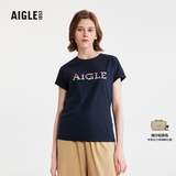 AIGLE艾高轻奢短袖T恤春夏户外休闲运动舒适圆领套头女士上衣 深海军蓝 BC511 36(160/84A)