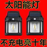 太阳能照明灯户外庭院灯天黑自动亮家用农村用防水防晒人体感应灯 两个装