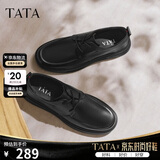 他她（TATA）新款商务休闲皮鞋男士软底透气舒适VVK01DM5 黑色（系带款） 39