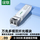 绿联万兆光模块 10G多模双纤SFP+光模块 850nm波长兼容华为/华三/锐捷 LC接口300米1只装 55210