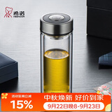 希诺双层玻璃杯高档商务办公车载水杯男家用透明泡茶杯子中秋节礼物