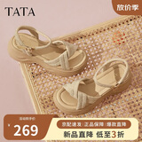 他她（TATA）黄圣依同款璀璨星空厚底凉鞋女沙滩鞋子新款 杏色 (凉鞋款） 37