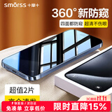 Smorss【2片丨360°防窥】适用苹果15promax钢化膜iPhone15promax手机膜全屏高清防偷窥偷看防摔隐私贴膜