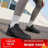 361°运动鞋男鞋秋季新品防泼水皮革面跑步鞋轻质耐磨革网透气黑色鞋子 曜石黑【皮革面防泼水】 42