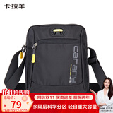 卡拉羊休闲运动包单肩包斜挎包男士帆布包超轻竖款潮流胸包旅行便携黑色