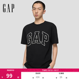 盖璞Gap男女装秋季纯棉印花logo短袖T恤美式725617 黑色 XL (180/100A) 亚洲尺码