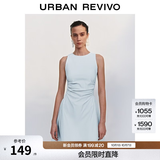 UR春季新款女摩登气质褶皱收腰显瘦无袖连衣裙UYY750030 淡蓝 XL