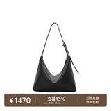 裘真（qiuzhen）【明星推荐】 经典hobo包植鞣牛皮腋下通勤休闲饺子女包 黑色-小号（羊皮） 小包/大包