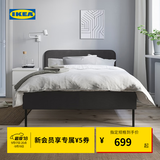 宜家（IKEA）斯拉图双人床现代轻奢布艺软包床高颜值小户型卧室床 深灰色软包床架1.2x2m+弹簧床垫