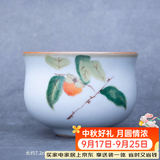 容山堂官窑彩绘茶杯大小号可养开片主人杯单个杯盏品茗杯功夫茶具 官窑茶杯-事事如意
