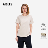 AIGLE艾高轻奢短袖T恤春夏经典款DFT户外速干透汽上衣抗菌女 貂杏色 AT495 L (170/92A)
