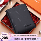 ELLE HOMME法国品牌男士钱包短款真皮钱夹男士高档皮夹七夕礼物送男友老公 橙色礼盒/1502-2A竖款 免费代写贺卡打印钱包照片