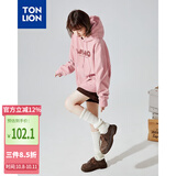 唐狮（TonLion）秋冬女针织前胸文字连帽卫衣百搭减龄时髦韩版潮流连帽卫衣女款