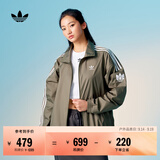 adidas复古风休闲梭织立领夹克外套男女秋季阿迪达斯官方三叶草   岩层橄榄绿   L
