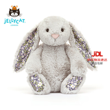 Jellycat害羞乳白色邦尼兔动物毛绒玩偶安抚玩偶娃娃送礼生日礼物 花布银色邦尼兔（布络木） Small