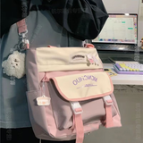 途尊（kingtrip）日系ins风学院风包包女韩版大容量斜挎包少女学生上课通勤单肩包 粉色【单肩斜跨+手提】 单肩包+四枚徽章