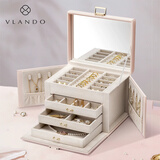 VLANDO四层大容量首饰盒珠宝项链手镯饰品盒收纳盒生日礼物送女朋友