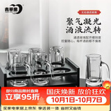 青苹果白酒杯二两杯刻度分酒器玻璃酒壶6只 家用饭店国庆结婚待客