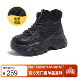 骆驼（CAMEL）老爹鞋冬季女鞋新款经典黑白双色休闲增高运动鞋 L23W283162M黑色 38