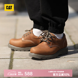 CAT卡特秋季男士低帮固特异休闲工鞋通勤皮鞋圆头德比鞋 浅棕色 42