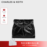CHARLES&KEITH子母链条大容量流浪包托特包单肩斜挎包女包生日礼物CK2-40671449 【L号】Noir黑银 L