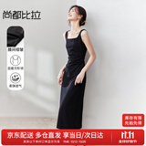 尚都比拉法式高级感连衣裙女秋季赫本风长款气质A字裙抽褶收腰显瘦背带裙