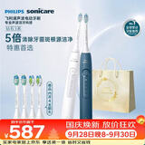 飞利浦（PHILIPS）电动牙刷钻石3系HX5181蓝色+白色双支装 情侣款送男生/女友