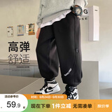 左西男童裤子儿童卫裤秋季2026新款男孩韩版休闲长裤运动裤 黑色 120