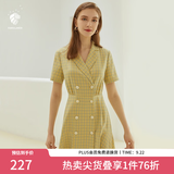 范思蓝恩正式气质通勤连衣裙女夏季收腰显瘦面试西装裙 草黄绿 S