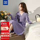 唐狮（TonLion）2025秋冬女V领单排扣收腰中长款毛衣裙