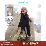 茵曼（INMAN）2026冬季女装新款高充绒量白鸭绒连帽毛领羽绒服长款外套大衣上衣 暖杏色 L