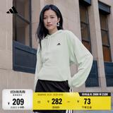 adidas加厚毛圈布连帽卫衣套头衫单穿上衣男女秋冬阿迪达斯轻运动   亚麻绿   XXS