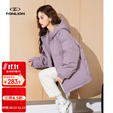唐狮（TonLion）2026冬女连帽净色斜插口袋羽绒服高级感百搭韩版潮流