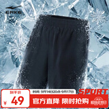 鸿星尔克短裤男夏季透气宽松健身跑步速干休闲男士短裤男裤运动裤子五分裤 【吸湿速干短裤男】正黑 3XL