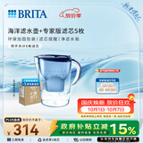 碧然德（BRITA）过滤净水器 家用滤水壶 净水壶 海洋系列 3.5L（蓝）+专家版滤芯5枚 环保加固包装