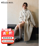 Olrain欧芮儿毛呢大衣女装冬季设计感两穿翻领双面呢子外套羊毛大衣 燕麦色 M
